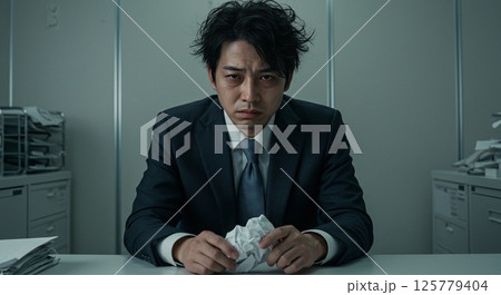 悩むサラリーマン 125779404
