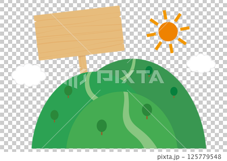 山と木の看板のイラスト 山と木の看板のイラスト 125779548