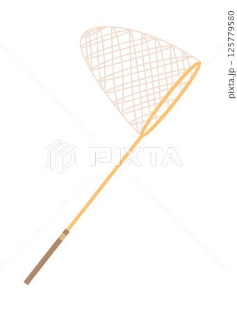 Fish net icon, isolated fishnet and fish scoop. Mesh tool used for catching. Device for safely transferring fish from one container to another or water. Vector cartoon illustration Fish net icon, isolated fishnet and fish scoop. Mesh tool used for catching. Device for safely transferring fish from one container to another or water. Vector cartoon illustration 125779580