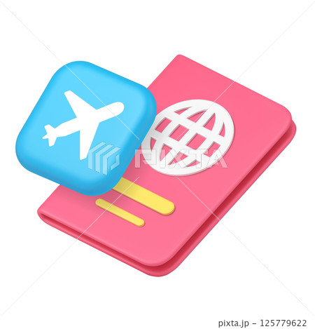 Plane travel global international business trip passport journey 3d icon realistic vector 125779622