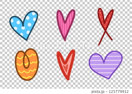 Colorful heart doodle hand drawn for element, valentine, love and illustration 125779912