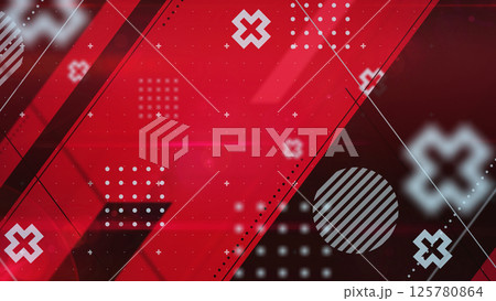 斜線を基調とした背景にシンプルな図形が並ぶスタイリッシュな平面構成 - レッド 斜線を基調とした背景にシンプルな図形が並ぶスタイリッシュな平面構成 - レッド 125780864