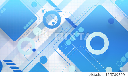 角丸四角形とシンプルな図形が並ぶポップでスタイリッシュな平面構成 - ブルー 角丸四角形とシンプルな図形が並ぶポップでスタイリッシュな平面構成 - ブルー 125780869