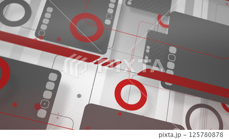 角丸四角形とシンプルな図形が立体的に並ぶポップでスタイリッシュな平面構成 - レッド 角丸四角形とシンプルな図形が立体的に並ぶポップでスタイリッシュな平面構成 - レッド 125780878