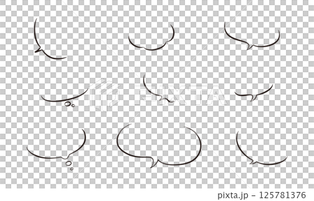 Handwritten style thickness variation vector speech bubble set 01 125781376