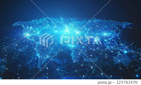 World map connection line cyber global network digital geography internet technology 125781470