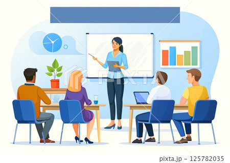 Analytical group,teamwork.Conference,education.Working people 125782035