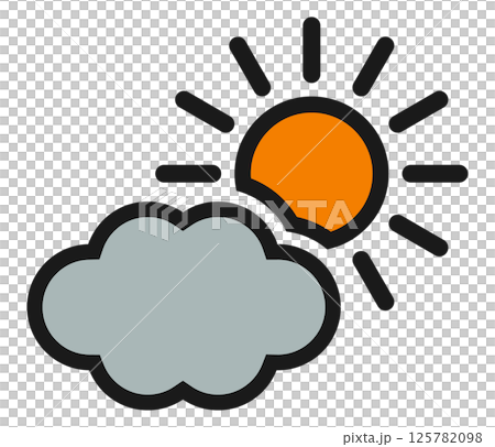 Icon illustration of partly cloudy with occasional sunny spells Icon illustration of partly cloudy with occasional sunny spells 125782098