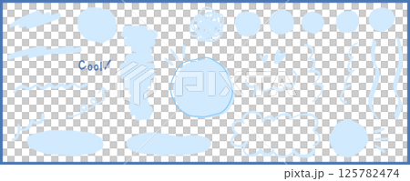 Cool light blue summer hand-drawn frame set No text Vector illustration Decoration Decorative border Speech bubble 125782474