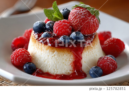 Berry Topped Dessert 125782851