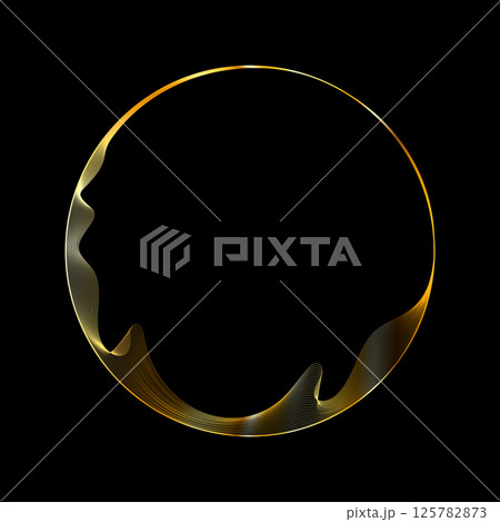 Futuristic golden circular ring. Luxury ring frame. Round border 125782873