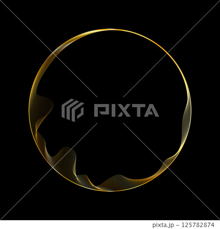 Futuristic golden circular ring. Luxury ring frame. Round border Futuristic golden circular ring. Luxury ring frame. Round border 125782874