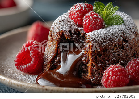 Molten Chocolate Lava Cake 125782905