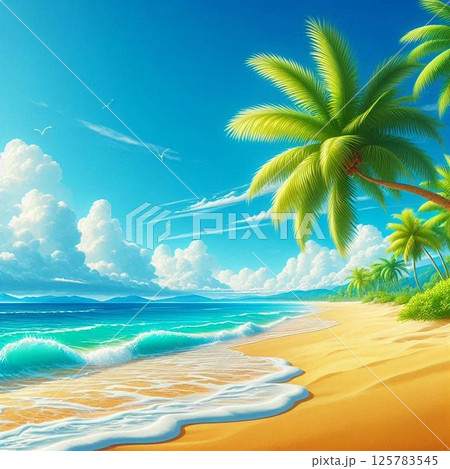 ビーチ　砂浜　マリンブルー 125783545