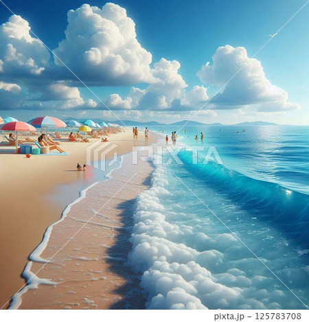 ビーチ　砂浜　マリンブルー 125783708
