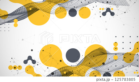 The abstract wave is made in a frame style. Template for science and technology presentation. Vector art. 125783805
