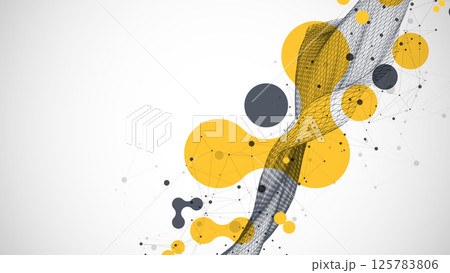 The abstract wave is made in a frame style. Template for science and technology presentation. Vector art. 125783806