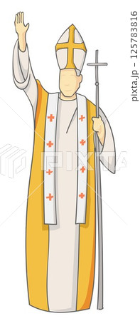 Greeting to the faithful in flat style of the new Christian Pope. Vertical vector illustration Greeting to the faithful in flat style of the new Christian Pope. Vertical vector illustration 125783816