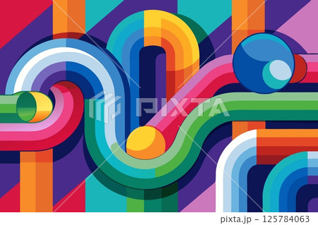 Twisted colorful tubes, plumbing, cocktails background 125784063