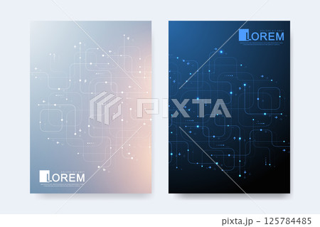 Abstract digital technology cover template design for a report and brochure, flyer, leaflets, poster, header, banner, website, presentation. Vector illustration Abstract digital technology cover template design for a report and brochure, flyer, leaflets, poster, header, banner, website, presentation. Vector illustration 125784485