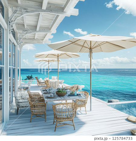 白い光と海に包まれる、至福のランチテラス 125784733