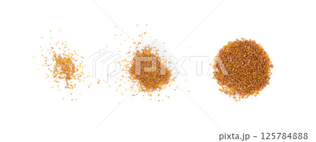 Sugar Sprinkles Pile, Golden Candy Sprinkles, Sweet Brown Flakes Glaze Decoration, Multicolored Crystals 125784888