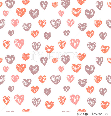 手描き風のハートの背景素材（ピンク） 125784979