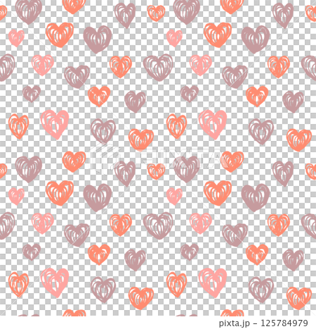 手描き風のハートの背景素材（ピンク） 125784979