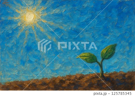 太陽 青空 双葉 大地 太陽 青空 双葉 大地 125785345