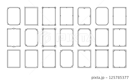 Simple line frames. Double stroke borders. Decorative outline geometric rectangle frame for wedding invitations. Thin line templates for greeting posters and photo cards. Vector set Simple line frames. Double stroke borders. Decorative outline geometric rectangle frame for wedding invitations. Thin line templates for greeting posters and photo cards. Vector set 125785377