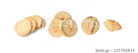 Pita flat bread, wheaten pitta flatbread also known as Arabic bread, chapati, greek pita naan, khubz 125785633