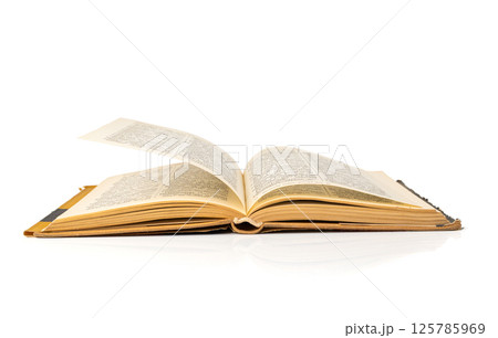 Old book stack pages texture. Vintage books background, antique library collection closeup Old book stack pages texture. Vintage books background, antique library collection closeup 125785969