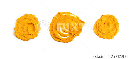 Orange Hummus Smear Isolated Spicy Tahini Spread Orange Hummus Smear Isolated Spicy Tahini Spread 125785979