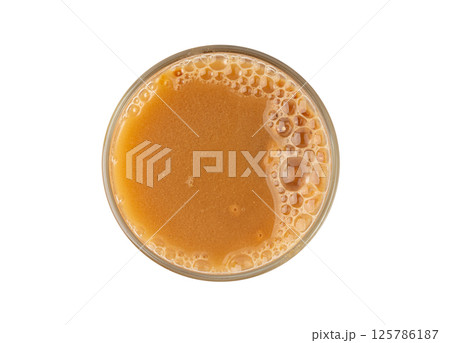 Maca powder drink isolated, dry Peruvian ginseng beverage, powder in water, ground ayak willku tea 125786187