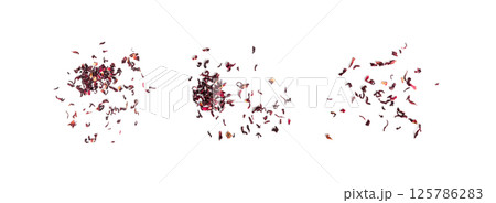 Dry Hibiscus Tea Isolated, Dry Rose Petals, Fruit Red Tea, Karkade Leaves, Dried Herbal Drink, Roselle Petal Dry Hibiscus Tea Isolated, Dry Rose Petals, Fruit Red Tea, Karkade Leaves, Dried Herbal Drink, Roselle Petal 125786283