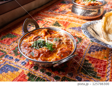 Butter paneer masala. Cottage cheese curry, hot spicy chicken korma, traditional indian food Butter paneer masala. Cottage cheese curry, hot spicy chicken korma, traditional indian food 125786300