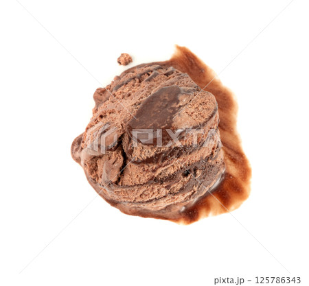 Melted chocolate ice cream isolated, real melting cocoa icecream drops, chocolate ice stain Melted chocolate ice cream isolated, real melting cocoa icecream drops, chocolate ice stain 125786343