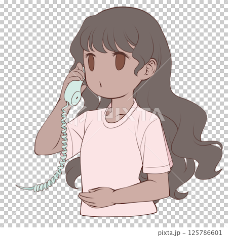 A young woman with dark skin talking on the phone, calling A young woman with dark skin talking on the phone, calling 125786601