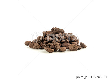 Volcano Stone Isolated, Red Volcanic Pumice, a Cold Piece of Lava, Basalt Extrusive Igneous Rock 125786954