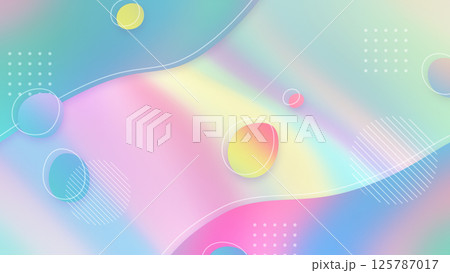 液体のような図形とグラデーションのポップな背景 - レインボー 液体のような図形とグラデーションのポップな背景 - レインボー 125787017