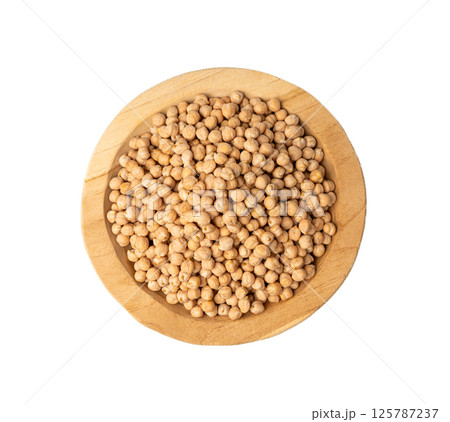Chickpea, chick pea pile, dry Cicer arietinum fruits, raw Bengal gram legume, garbanzo beans 125787237