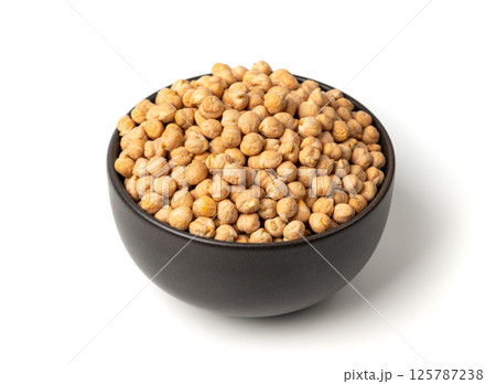 Chickpea, chick pea pile, dry Cicer arietinum fruits, raw Bengal gram legume, garbanzo beans 125787238