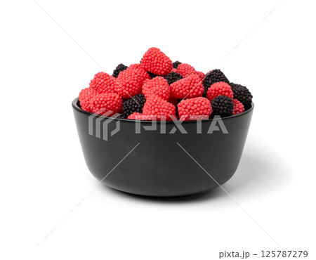 Gummy berries, chewy raspberries or jelly blackberries, gelatin candies fruit marmalade Gummy berries, chewy raspberries or jelly blackberries, gelatin candies fruit marmalade 125787279