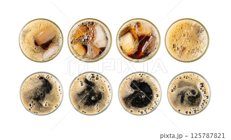 Porter Beer Isolated Top View, Stout in Glass, Dark Beer with Foam, Bubbles on Alcohol Drink Mug Top, Black Ale Porter Beer Isolated Top View, Stout in Glass, Dark Beer with Foam, Bubbles on Alcohol Drink Mug Top, Black Ale 125787821