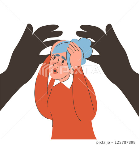 Hands reaching towards woman vector isolated. Hands reaching towards woman vector isolated. 125787899