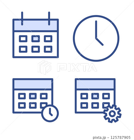 Date and time icon set vector isolated 125787905