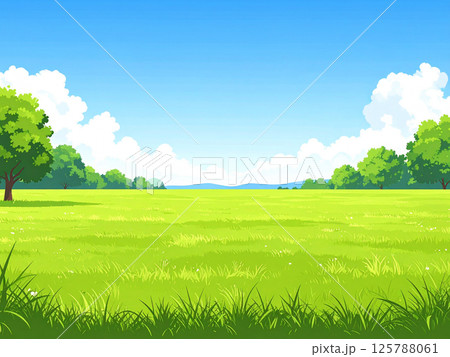 草原と青空の風景 125788061