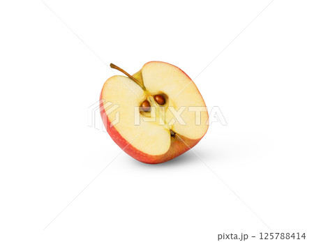 One half of red apple with seeds isolated on white background. Pink lady apple fruit. 125788414