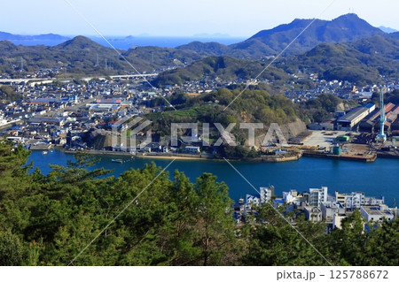 【広島県】桜咲く春の千光寺から見た尾道の町並み 125788672