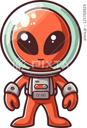赤い宇宙人の全身のイラスト	 125788929
